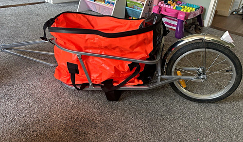 One wheeled tow behind - tow-behind, bicycle